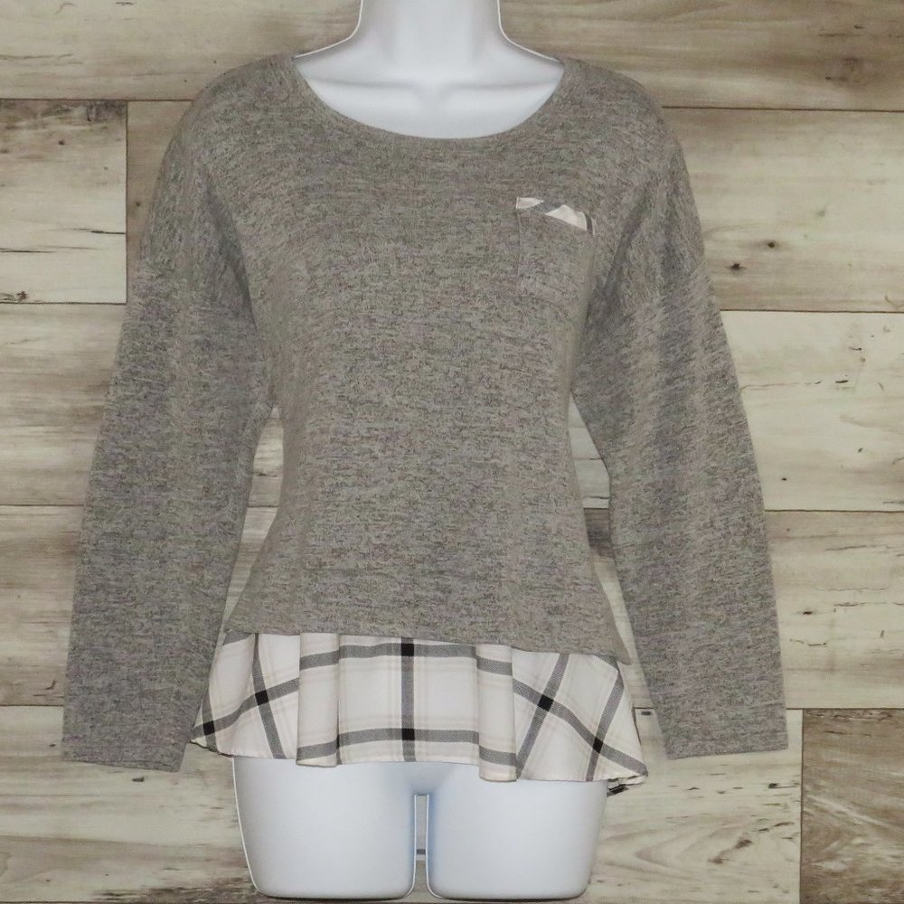 Style & Co.*‎ Women's Long Sleeve Boat Neck Abstract Under-Shirt Blouse~ Size OX